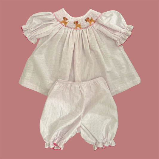 Baby Girl Dog  Smocked Two Piece